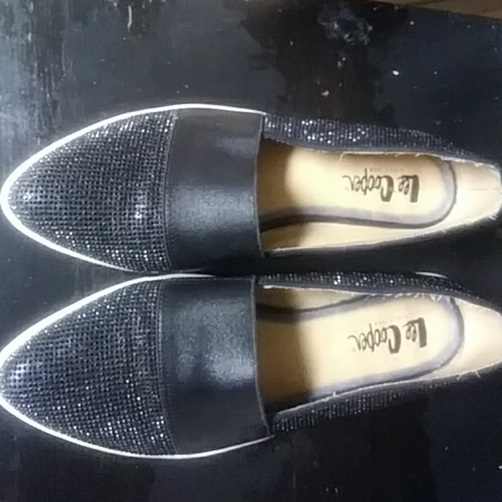Black rhinestone dress sneakers.
